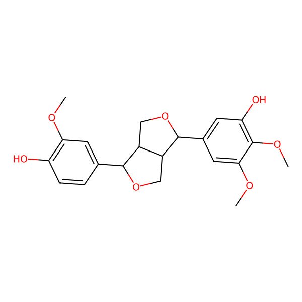 2D Structure of 5-[3-(4-Hydroxy-3-methoxyphenyl)-1,3,3a,4,6,6a-hexahydrofuro[3,4-c]furan-6-yl]-2,3-dimethoxyphenol