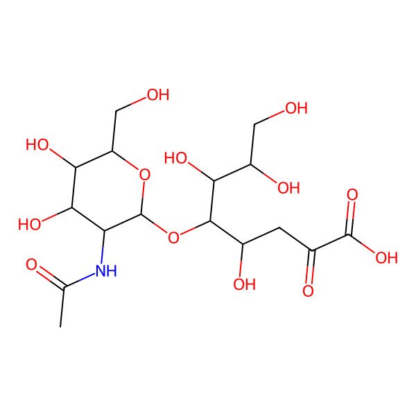 2D Structure of 5-[3-Acetamido-4,5-dihydroxy-6-(hydroxymethyl)oxan-2-yl]oxy-4,6,7,8-tetrahydroxy-2-oxooctanoic acid