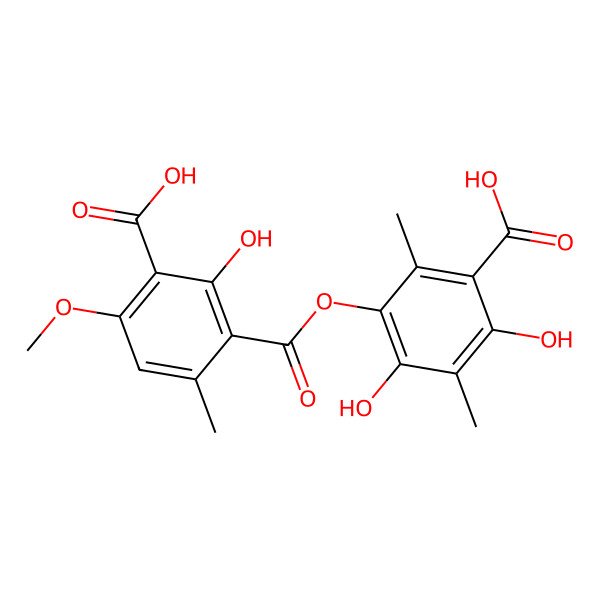 2D Structure of 5-(3-Carboxy-2-hydroxy-4-methoxy-6-methylbenzoyl)oxy-2,4-dihydroxy-3,6-dimethylbenzoic acid