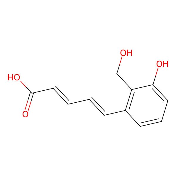 2D Structure of 5-[3-Hydroxy-2-(hydroxymethyl)phenyl]penta-2,4-dienoic acid