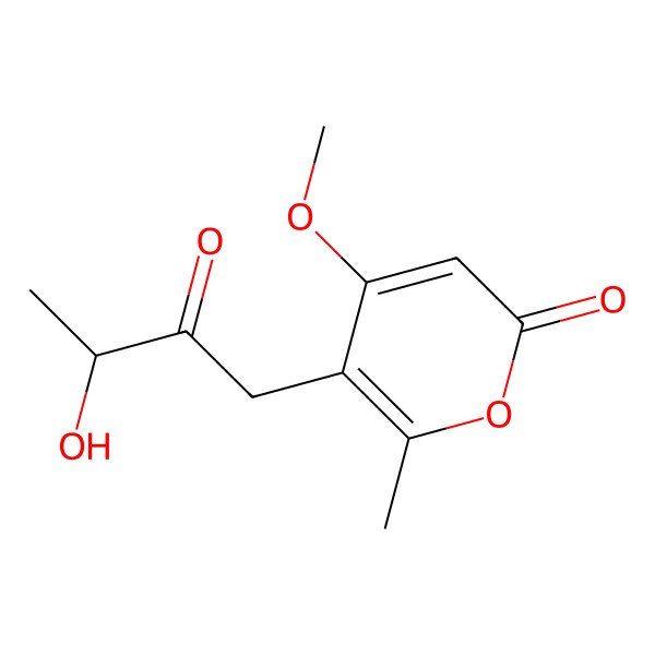 2D Structure of 5-(3-Hydroxy-2-oxobutyl)-4-methoxy-6-methylpyran-2-one