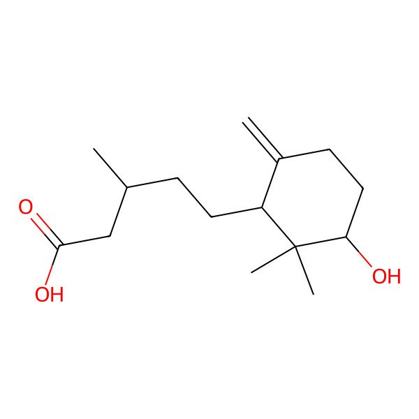 2D Structure of 5-(3-Hydroxy-2,2-dimethyl-6-methylidenecyclohexyl)-3-methylpentanoic acid