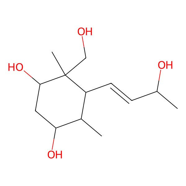 2D Structure of 5-(3-Hydroxybut-1-enyl)-4-(hydroxymethyl)-4,6-dimethylcyclohexane-1,3-diol