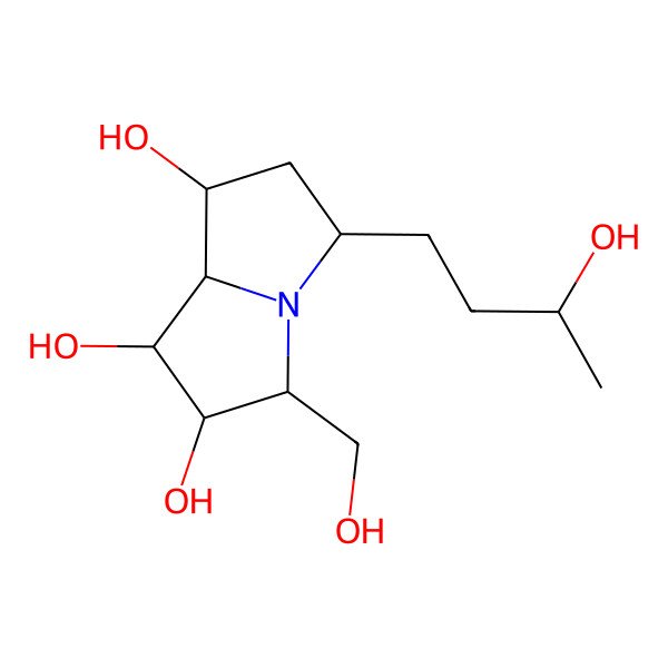 2D Structure of 5-(3-hydroxybutyl)-3-(hydroxymethyl)-2,3,5,6,7,8-hexahydro-1H-pyrrolizine-1,2,7-triol