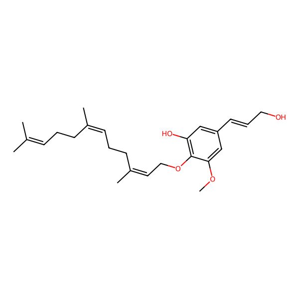 2D Structure of 5-(3-Hydroxyprop-1-enyl)-3-methoxy-2-(3,7,11-trimethyldodeca-2,6,10-trienoxy)phenol 2D Structure of 5-(3-Hydroxyprop-1-enyl)-3-methoxy-2-(3,7,11-trimethyldodeca-2,6,10-trienoxy)phenol