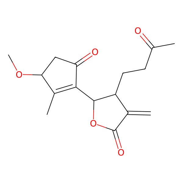 2D Structure of 5-(3-Methoxy-2-methyl-5-oxocyclopenten-1-yl)-3-methylidene-4-(3-oxobutyl)oxolan-2-one