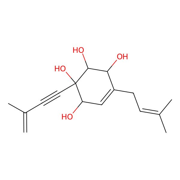 2D Structure of 5-(3-Methylbut-2-enyl)-2-(3-methylbut-3-en-1-ynyl)cyclohex-5-ene-1,2,3,4-tetrol