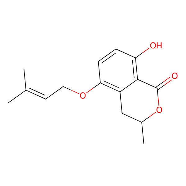 2D Structure of 5-(3-Methylbut-2-enyloxy)-3,4-dihydro8-hydroxy-3-methylisochromen-1-one
