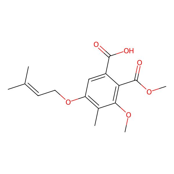2D Structure of 5-(3',3'-Dimethylallyloxy)-2-methoxycarbonyl-3-methoxy-4-methylbenzoic acid