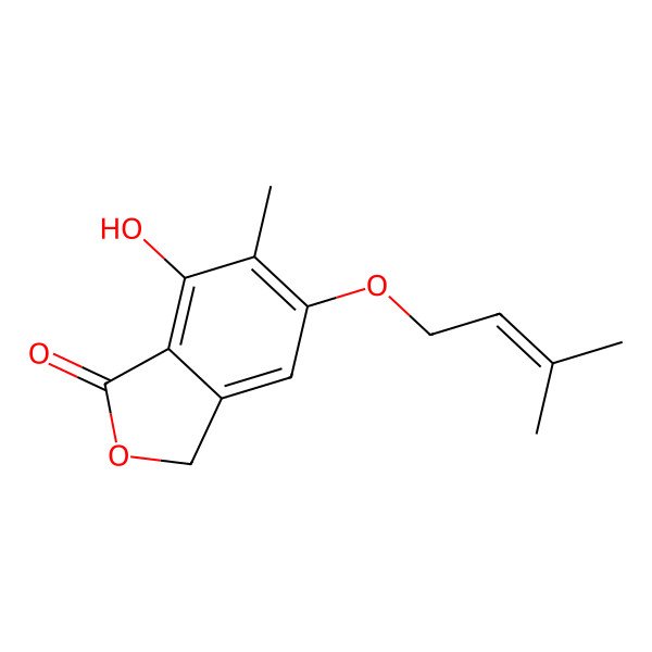 2D Structure of 5-(3',3'-Dimethylallyloxy)-7-hydroxy-6-methylphthalide