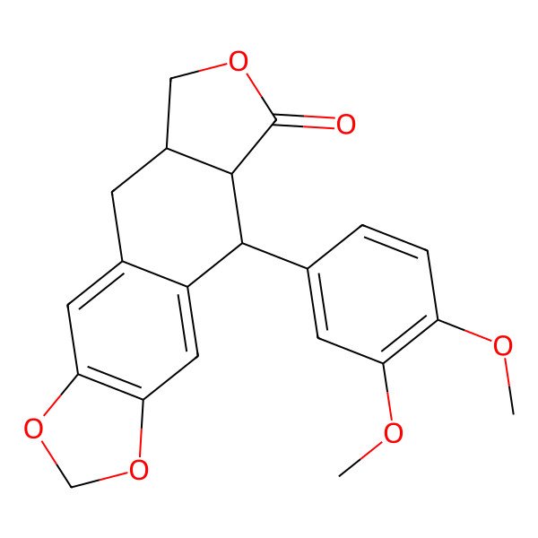 2D Structure of 5-(3,4-dimethoxyphenyl)-5a,8,8a,9-tetrahydro-5H-[2]benzofuro[5,6-f][1,3]benzodioxol-6-one