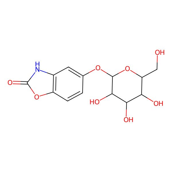 2D Structure of 5-[3,4,5-trihydroxy-6-(hydroxymethyl)oxan-2-yl]oxy-3H-1,3-benzoxazol-2-one