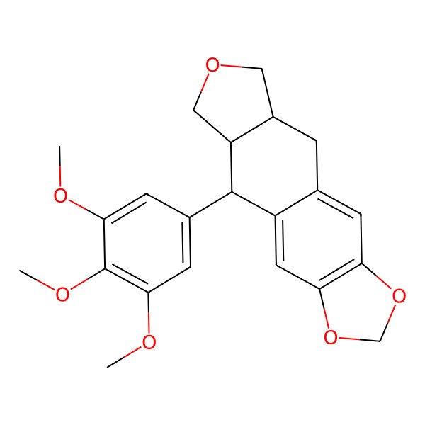 2D Structure of 5-(3,4,5-Trimethoxyphenyl)-5,5a,6,8,8a,9-hexahydro-[2]benzofuro[5,6-f][1,3]benzodioxole