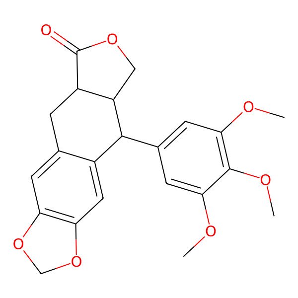 2D Structure of 5-(3,4,5-trimethoxyphenyl)-5a,6,8a,9-tetrahydro-5H-[2]benzofuro[6,5-f][1,3]benzodioxol-8-one