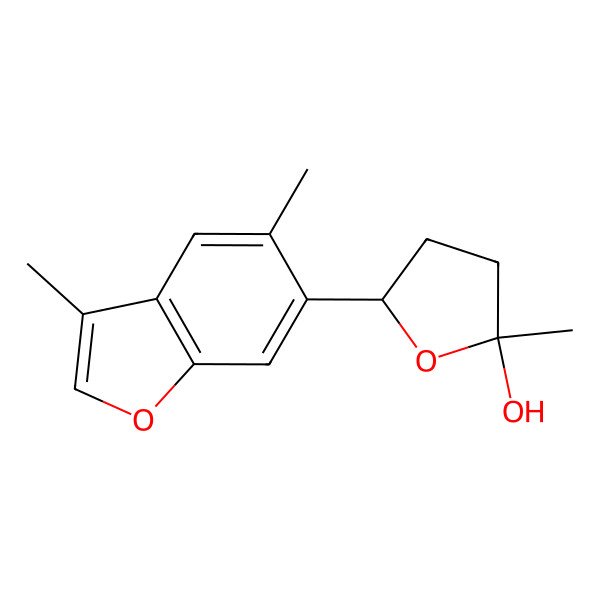 2D Structure of 5-(3,5-Dimethyl-1-benzofuran-6-yl)-2-methyloxolan-2-ol 2D Structure of 5-(3,5-Dimethyl-1-benzofuran-6-yl)-2-methyloxolan-2-ol