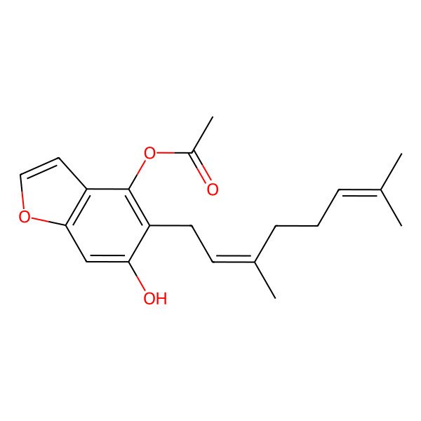 2D Structure of [5-(3,7-Dimethylocta-2,6-dienyl)-6-hydroxy-1-benzofuran-4-yl] acetate