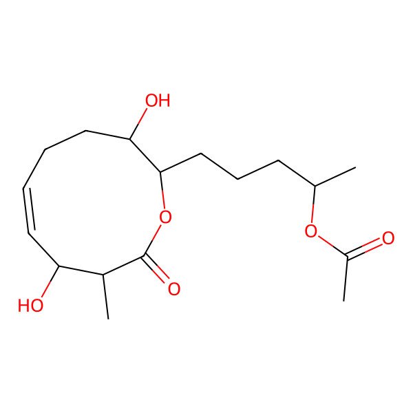 2D Structure of 5-(3,8-Dihydroxy-9-methyl-10-oxo-2,3,4,5,8,9-hexahydrooxecin-2-yl)pentan-2-yl acetate