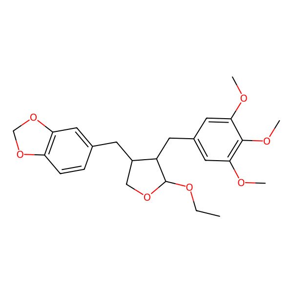2D Structure of 5-[[(3R,4R,5S)-5-ethoxy-4-[(3,4,5-trimethoxyphenyl)methyl]oxolan-3-yl]methyl]-1,3-benzodioxole