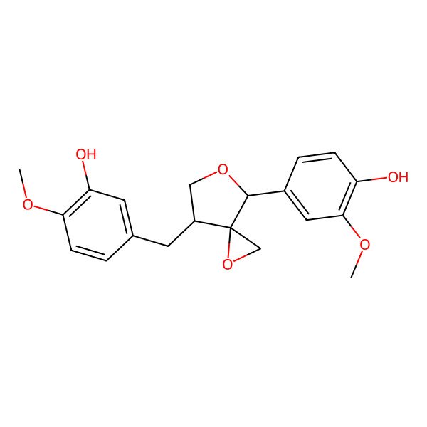 2D Structure of 5-[[(3S,4S,7S)-7-(4-hydroxy-3-methoxyphenyl)-1,6-dioxaspiro[2.4]heptan-4-yl]methyl]-2-methoxyphenol