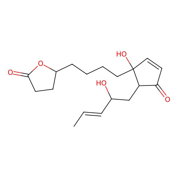 2D Structure of 5-[4-[1-Hydroxy-5-(2-hydroxypent-3-enyl)-4-oxocyclopent-2-en-1-yl]butyl]oxolan-2-one