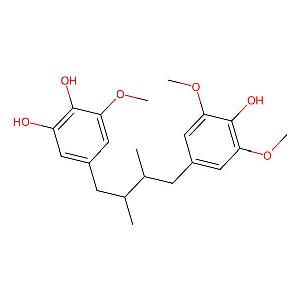 2D Structure of 5-[4-(4-Hydroxy-3,5-dimethoxyphenyl)-2,3-dimethylbutyl]-3-methoxybenzene-1,2-diol