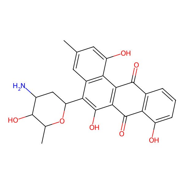 2D Structure of 5-(4-Amino-5-hydroxy-6-methyloxan-2-yl)-1,6,8-trihydroxy-3-methylbenzo[a]anthracene-7,12-dione