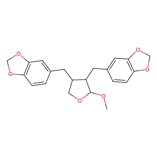 2D Structure of 5-((4-(Benzo[d][1,3]dioxol-5-ylmethyl)-5-methoxy-tetrahydrofuran-3-yl)methyl)-benzo[d][1,3]dioxole