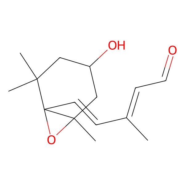 2D Structure of 5-(4-Hydroxy-2,2,6-trimethyl-7-oxabicyclo[4.1.0]heptan-1-yl)-3-methylpenta-2,4-dienal