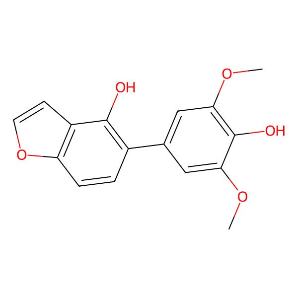 2D Structure of 5-(4-Hydroxy-3,5-dimethoxyphenyl)-1-benzofuran-4-ol