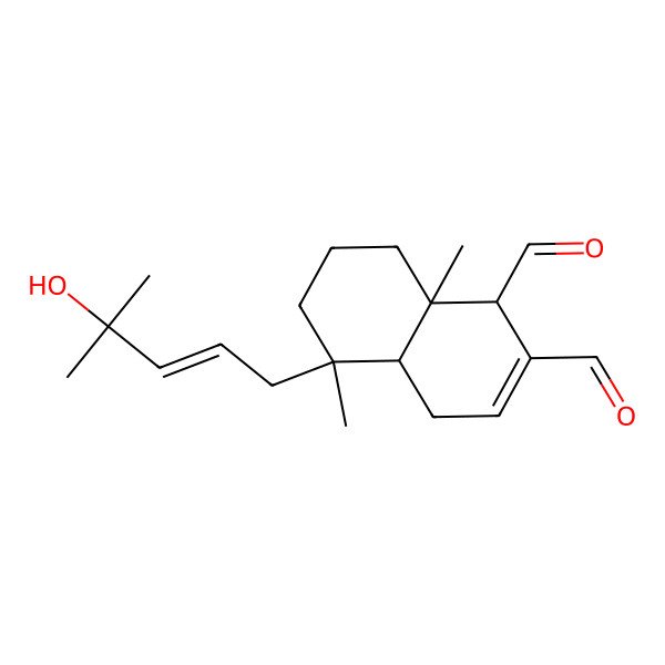 2D Structure of 5-(4-Hydroxy-4-methylpent-2-enyl)-5,8a-dimethyl-1,4,4a,6,7,8-hexahydronaphthalene-1,2-dicarbaldehyde 2D Structure of 5-(4-Hydroxy-4-methylpent-2-enyl)-5,8a-dimethyl-1,4,4a,6,7,8-hexahydronaphthalene-1,2-dicarbaldehyde