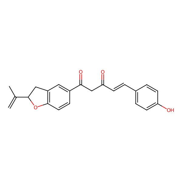 2D Structure of 5-(4-Hydroxyphenyl)-1-(2-prop-1-en-2-yl-2,3-dihydro-1-benzofuran-5-yl)pent-4-ene-1,3-dione 2D Structure of 5-(4-Hydroxyphenyl)-1-(2-prop-1-en-2-yl-2,3-dihydro-1-benzofuran-5-yl)pent-4-ene-1,3-dione