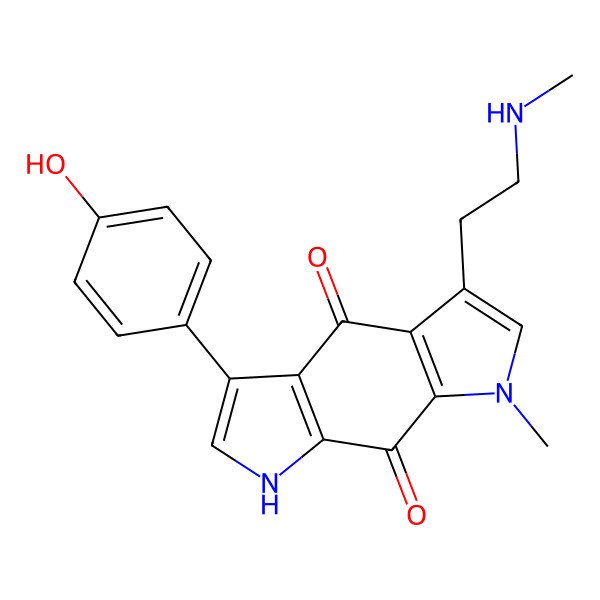 2D Structure of 5-(4-hydroxyphenyl)-1-methyl-3-[2-(methylamino)ethyl]-7H-pyrrolo[3,2-f]indole-4,8-dione