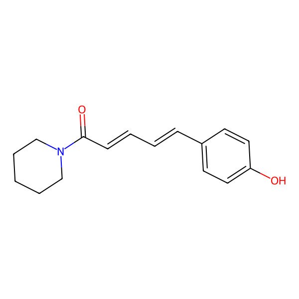 2D Structure of 5-(4-Hydroxyphenyl)-1-piperidin-1-ylpenta-2,4-dien-1-one