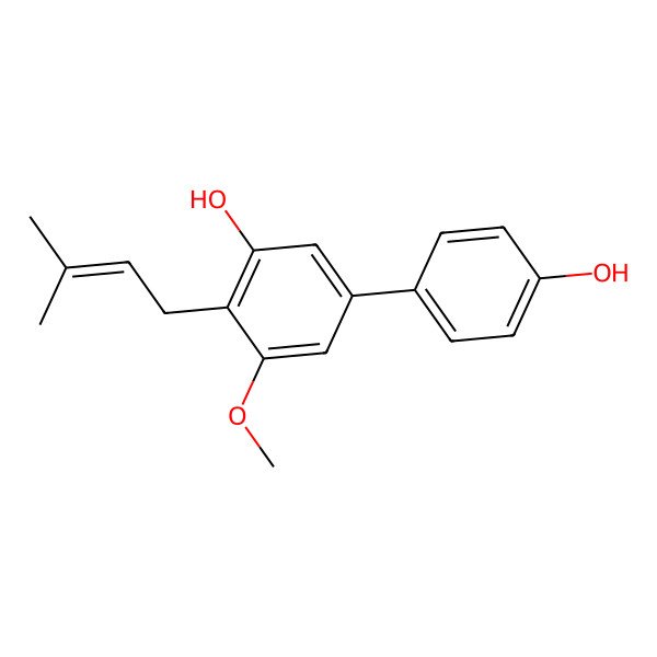 2D Structure of 5-(4-Hydroxyphenyl)-3-methoxy-2-(3-methylbut-2-enyl)phenol