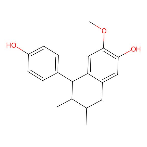 2D Structure of 5-(4-Hydroxyphenyl)-3-methoxy-6,7-dimethyl-5,6,7,8-tetrahydronaphthalen-2-ol 2D Structure of 5-(4-Hydroxyphenyl)-3-methoxy-6,7-dimethyl-5,6,7,8-tetrahydronaphthalen-2-ol