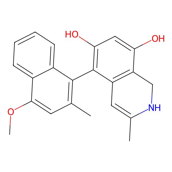 2D Structure of 5-(4-Methoxy-2-methylnaphthalen-1-yl)-3-methyl-1,2-dihydroisoquinoline-6,8-diol