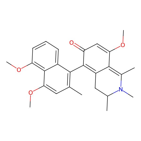 2D Structure of 5-(4,5-Dimethoxy-2-methylnaphthalen-1-yl)-8-methoxy-1,2,3-trimethyl-3,4-dihydroisoquinolin-6-one 2D Structure of 5-(4,5-Dimethoxy-2-methylnaphthalen-1-yl)-8-methoxy-1,2,3-trimethyl-3,4-dihydroisoquinolin-6-one