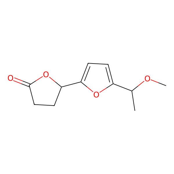 2D Structure of 5-[5-(1-Methoxyethyl)furan-2-yl]oxolan-2-one