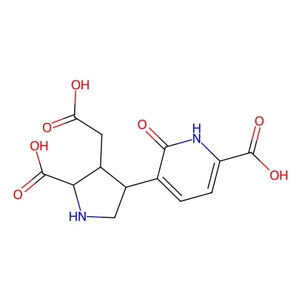 2D Structure of 5-[5-carboxy-4-(carboxymethyl)pyrrolidin-3-yl]-6-oxo-1H-pyridine-2-carboxylic acid