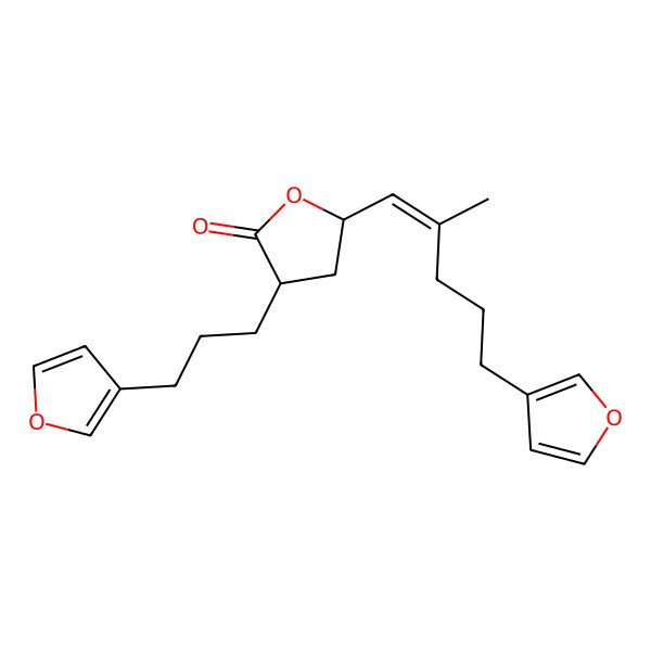 2D Structure of 5-[5-(Furan-3-yl)-2-methylpent-1-enyl]-3-[3-(furan-3-yl)propyl]oxolan-2-one