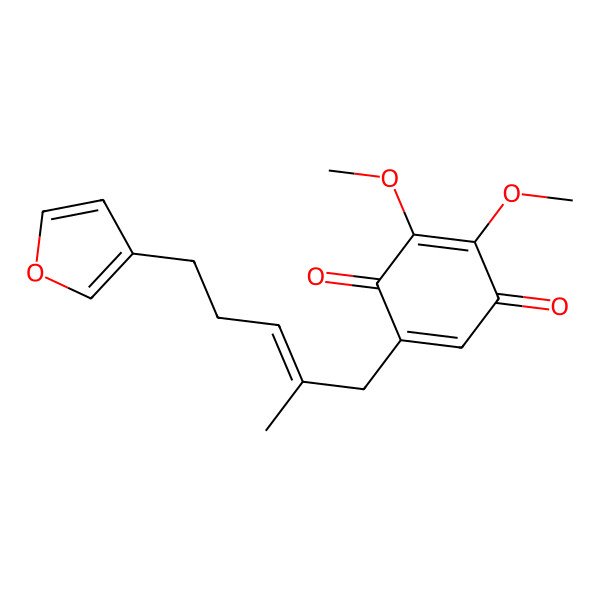 2D Structure of 5-[5-(Furan-3-yl)-2-methylpent-2-enyl]-2,3-dimethoxycyclohexa-2,5-diene-1,4-dione