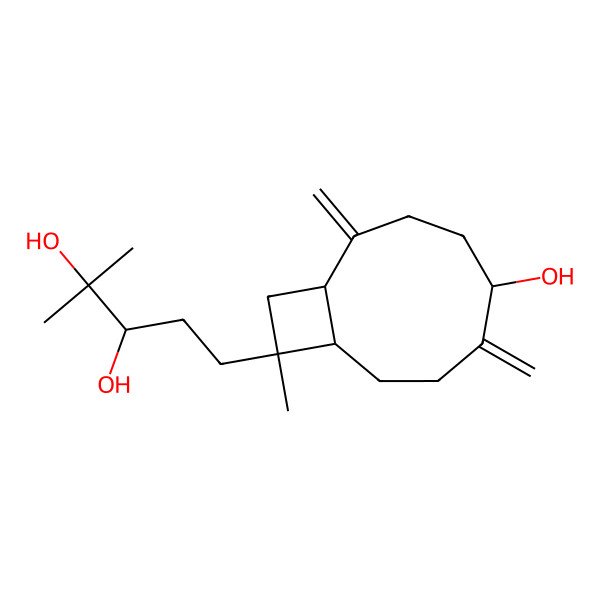 2D Structure of 5-(5-Hydroxy-10-methyl-2,6-dimethylidene-10-bicyclo[7.2.0]undecanyl)-2-methylpentane-2,3-diol