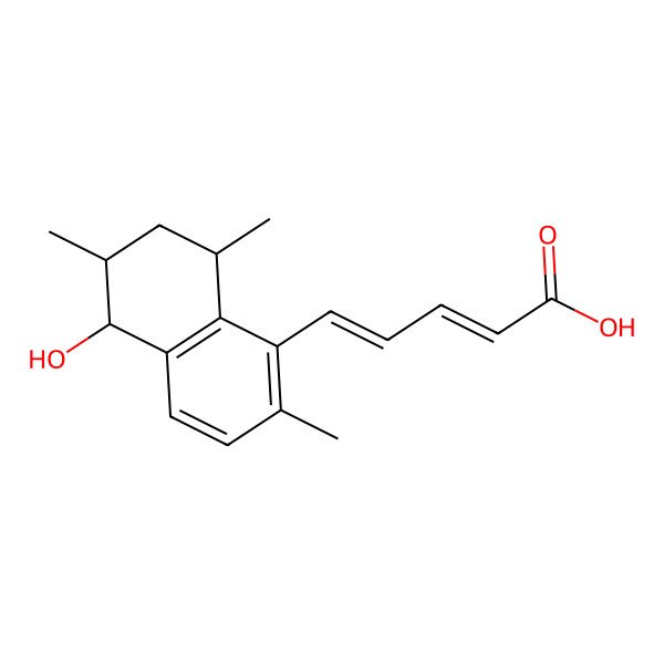 2D Structure of 5-(5-Hydroxy-2,6,8-trimethyl-5,6,7,8-tetrahydronaphthalen-1-yl)penta-2,4-dienoic acid