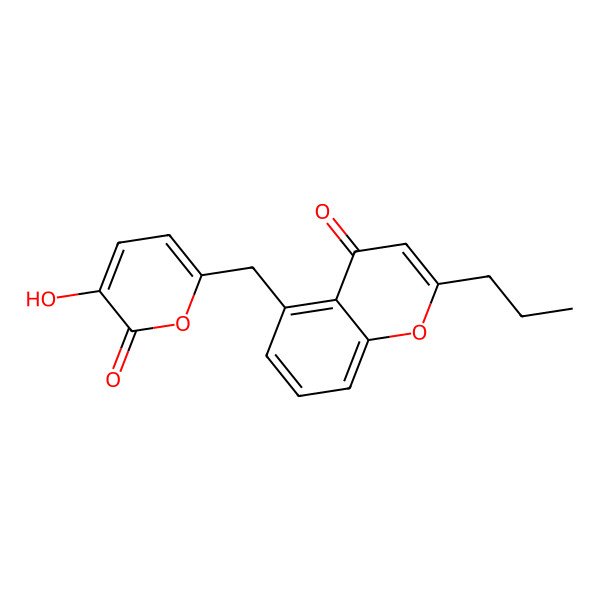 2D Structure of 5-[(5-Hydroxy-6-oxopyran-2-yl)methyl]-2-propylchromen-4-one