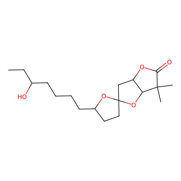2D Structure of 5'-(5-hydroxyheptyl)-3,3-dimethylspiro[6,6a-dihydro-3aH-furo[3,2-b]furan-5,2'-oxolane]-2-one