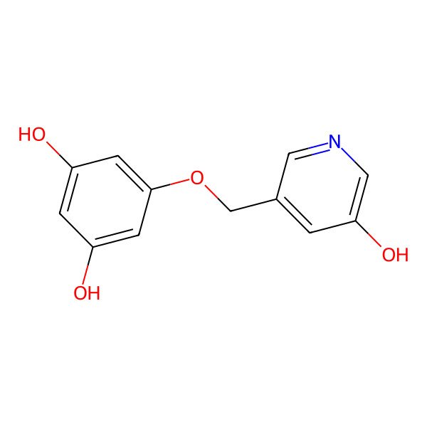 2D Structure of 5-[(5-Hydroxypyridin-3-yl)methoxy]benzene-1,3-diol