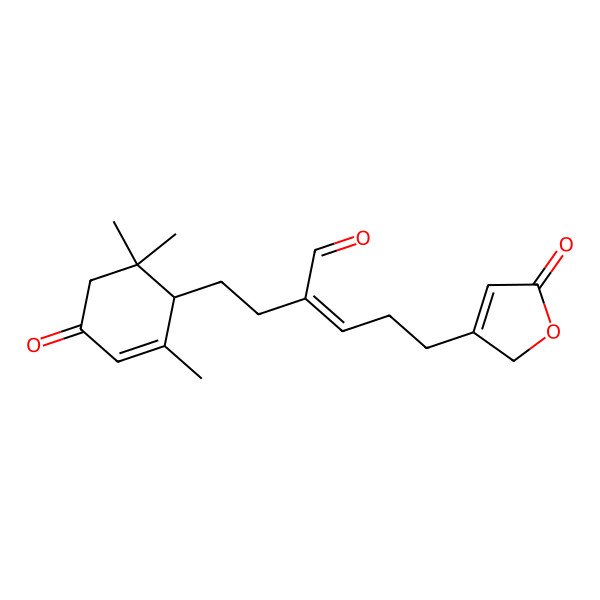 2D Structure of 5-(5-oxo-2H-furan-3-yl)-2-[2-(2,6,6-trimethyl-4-oxocyclohex-2-en-1-yl)ethyl]pent-2-enal