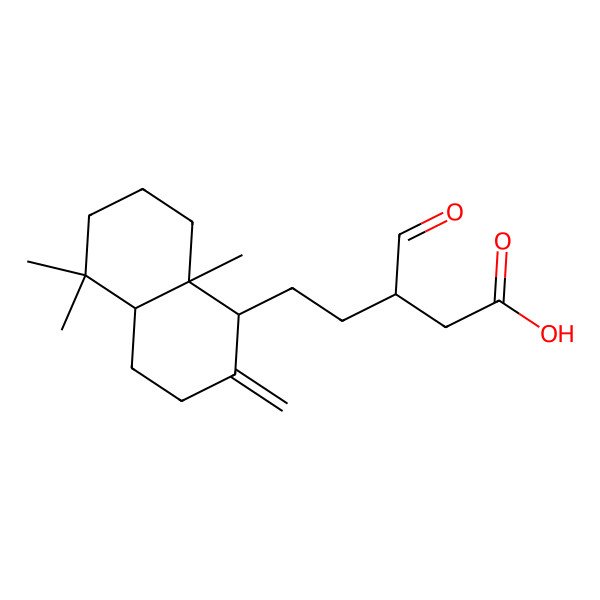 2D Structure of 5-(5,5,8a-trimethyl-2-methylidene-3,4,4a,6,7,8-hexahydro-1H-naphthalen-1-yl)-3-formylpentanoic acid 2D Structure of 5-(5,5,8a-trimethyl-2-methylidene-3,4,4a,6,7,8-hexahydro-1H-naphthalen-1-yl)-3-formylpentanoic acid