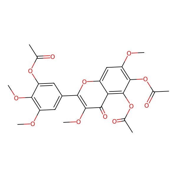 2D Structure of [5-(5,6-Diacetyloxy-3,7-dimethoxy-4-oxochromen-2-yl)-2,3-dimethoxyphenyl] acetate