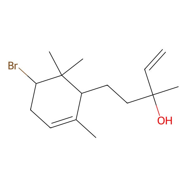 2D Structure of 5-[(5S)-5-bromo-2,6,6-trimethylcyclohex-2-en-1-yl]-3-methylpent-1-en-3-ol